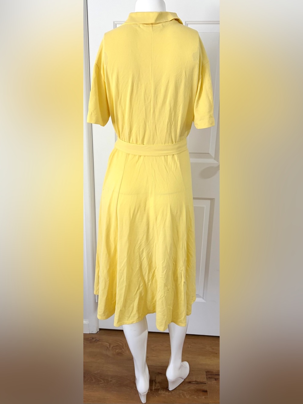 NWT. Authentic Lacoste Soft Yellow  Polo with Crocodile Tag stylish midi dress. - Picture 4 of 4